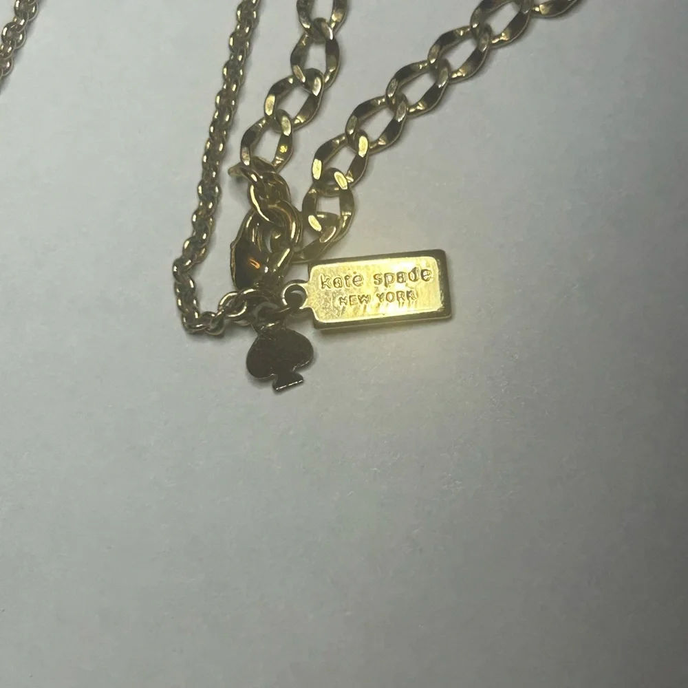 Kate Spade Gold Toned Spade Pendant Necklace Classic Designer Charm
